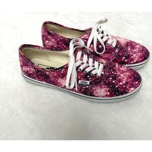 Vans Authentic Shoes Womens Size 8 Pink Galaxy Low Top Canvas Skate Sneakers